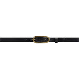 DEPECHE Tidsløs smalt bælte i lækker skindkvalitet Belts 154 Black/Brass