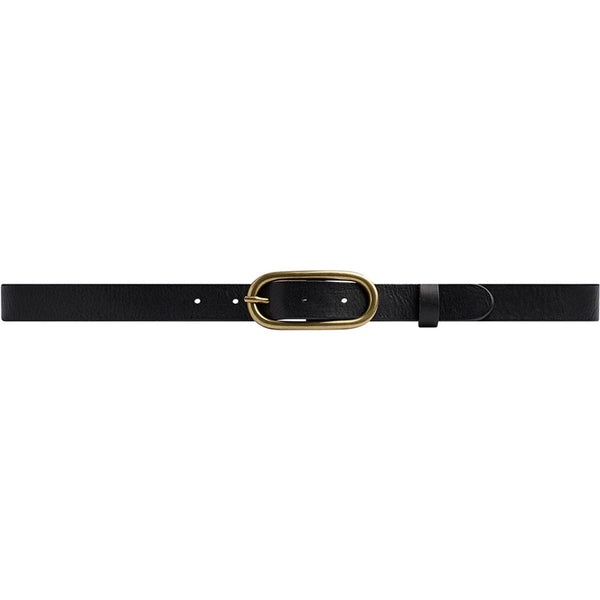 DEPECHE Tidsløs smalt bælte i lækker skindkvalitet Belts 154 Black/Brass