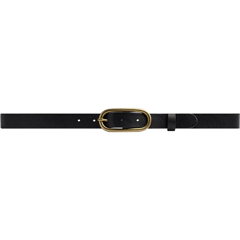 DEPECHE Tidsløs smalt bælte i lækker skindkvalitet Belts 154 Black/Brass