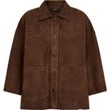 Depeche leather wear Tonja oversize ruskindskjorte Shirt 311 Wood