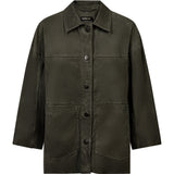 Depeche leather wear Tonja oversize ruskindskjorte Shirt 335 Dark Khaki