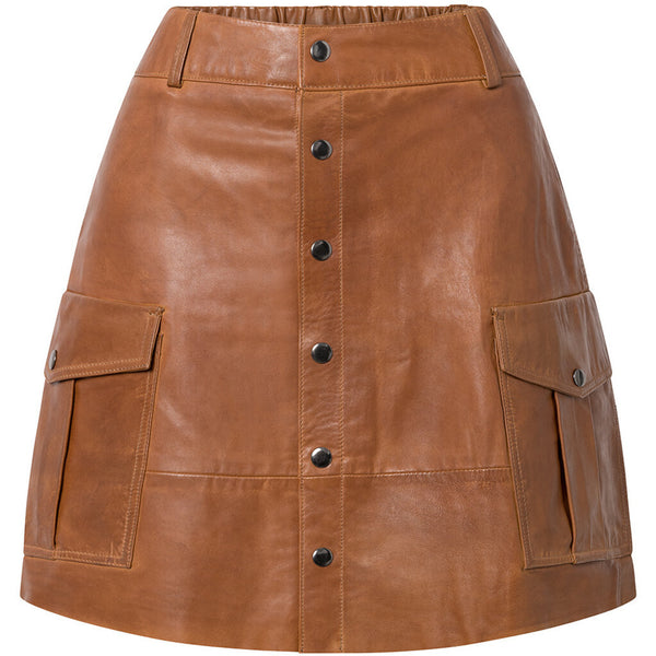 Depeche leather wear Trendy Dawn skindnederdel Skirts 005 Vintage cognac