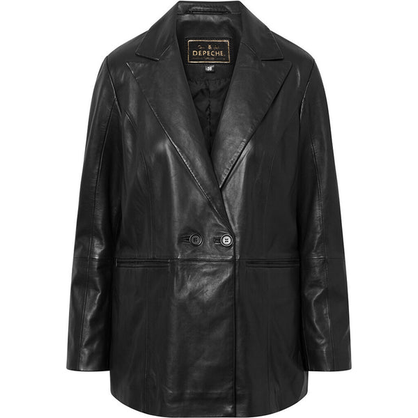 Depeche leather wear Trendy Linea blazer jakke i skind Blazer 099 Black (Nero)