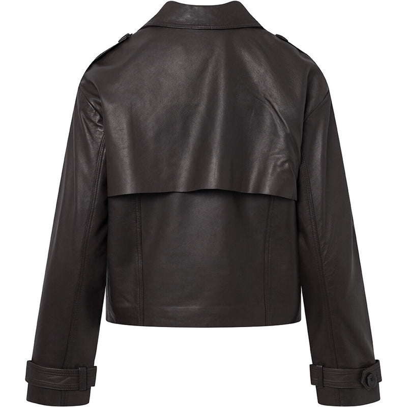 Depeche leather wear Trendy kort May trenchcoat i blødt skind Jackets 008 Chocolate
