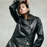 Depeche leather wear Trendy kort May trenchcoat i blødt skind Jackets 099 Black (Nero)