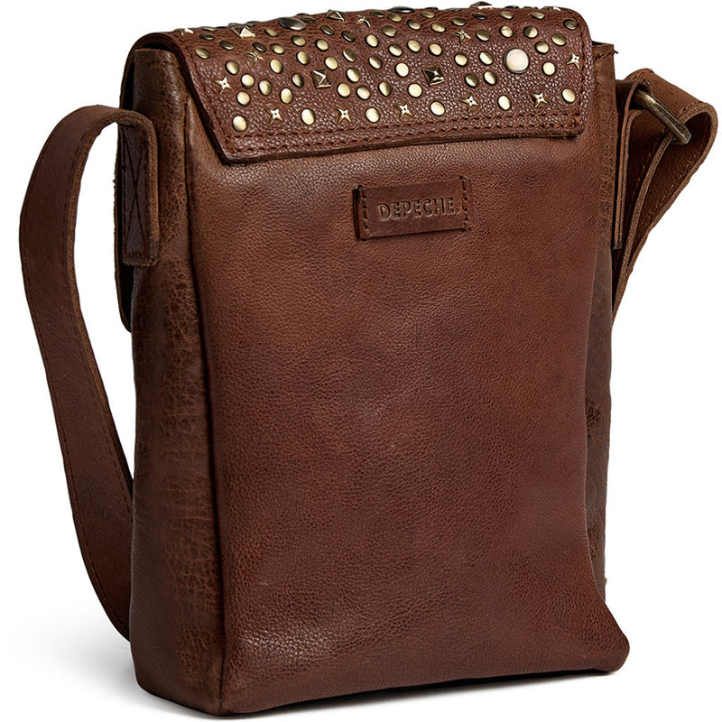 DEPECHE Trendy mobilbag med nitter Mobilebag 005 Vintage cognac