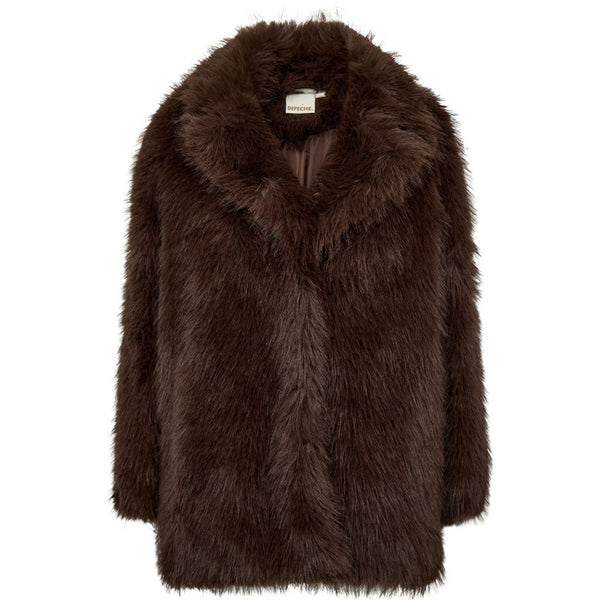 Depeche Clothing Vera faux fur jakke Jackets 015 Brown