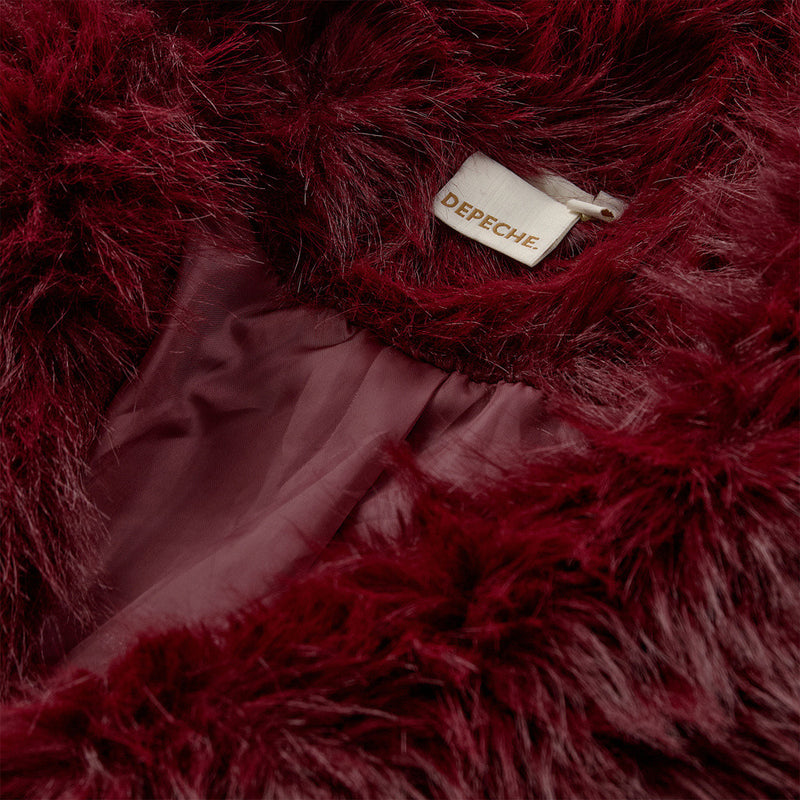 Depeche Clothing Vera faux fur jakke Jackets 279 Burgundy