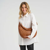 DEPECHE Warsaw skuldertaske i håndflettet skind Shoulderbag / Handbag 005 Vintage cognac