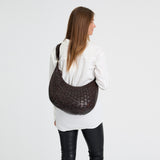 DEPECHE Warsaw skuldertaske i håndflettet skind Shoulderbag / Handbag 161 Dark brown