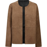 Depeche leather wear Zita Kort 2in1 Jakke Jacket 310 Mud Black combi
