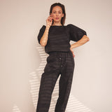 Abi bluse med pufærmer / 100002 - Black - DEPECHE