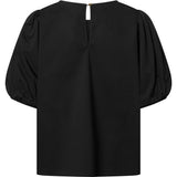 Abi bluse med pufærmer / 100002 - Black - DEPECHE