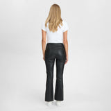 Depeche leather wear Ava RW flare 7/8 længde skindbuks i strækbar kvalitet Pants 099 Black