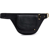 DEPECHE Bæltetaske i koskind med sadeltaske-look Bumbag 099 Black