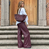 Depeche leather wear Boa skindbukser - Wide leg (HW) Pants 279 Burgundy