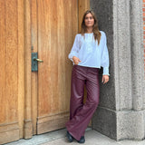 Depeche leather wear Boa skindbukser - Wide leg (HW) Pants 279 Burgundy