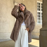 Celine faux fur jakke / 100382 - Sand - DEPECHE