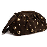 Clutch taske i ruskind med nitter / 16854 - Chocolate - DEPECHE