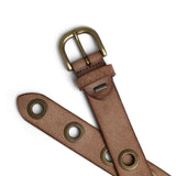 Cool læderbælte dekoreret med store eyelets / 13702 - Nature - DEPECHE