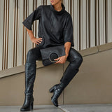 Crossover skindtaske dekoreret med metalring / 15306 - Black - DEPECHE