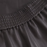 Evelyn skindnederdel med elastik i taljen / 50648 - Chocolate - DEPECHE