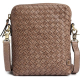 DEPECHE Håndflettet mobiltaske i kalveskind Mobilebag 250 Dark Taupe