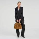 Håndtaske i ruskind med nitter og metalringe / 16856 - Caramel - DEPECHE