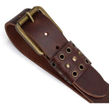 DEPECHE Jeans bælte i skind med nitte-detaljer Belt 161 Dark brown