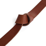 DEPECHE Jeans bælte i skind med nitte-detaljer Belt 014 Cognac