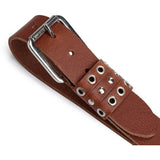 DEPECHE Jeans bælte i skind med nitte-detaljer Belt 014 Cognac