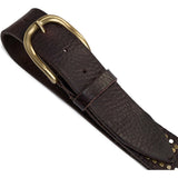 DEPECHE Jeans bælte i skind med nitter Belt 161 Dark brown