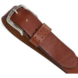 DEPECHE Jeansbælte i skind med hulmønster Belt 014 Cognac