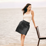 Julia a - formet skindnederdel / 51162 - Black - DEPECHE