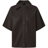 Julia kortærmet skindskjorte / 51210 - Chocolate - DEPECHE