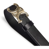 DEPECHE Klassisk skindbælte til jeans Belt 190 Black/Gold