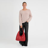 DEPECHE Klassisk skuldertaske i kalveskind Shoulderbag / Handbag 043 Red