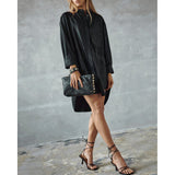 Knælang oversize Sofia læderskjorte / 50480 - Black - DEPECHE