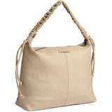 Lammeskinds skuldertaske med rynket rem / 17086 - Vanilla - DEPECHE