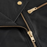 Moderne Leah biker læderjakke med flotte detaljer / 50854 - Black/Gold - DEPECHE