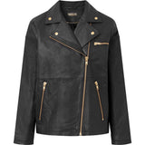 Moderne Leah biker læderjakke med flotte detaljer / 50854 - Black/Gold - DEPECHE