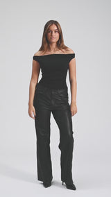 Depeche leather wear Cat skindbukser med guld nitter Pants 099 Black (Nero)