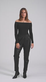 Depeche leather wear Cool loose fit Belle læderbukser i blød kvalitet Pants 099 Black (Nero)
