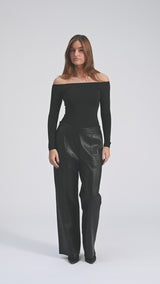 Depeche leather wear Julia HW skindbuks Pants 099 Black (Nero)