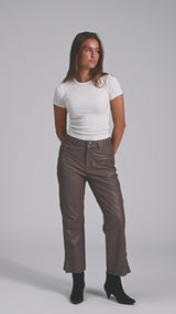 Depeche leather wear Bindy skindbukser (HW) Pants 168 Latte