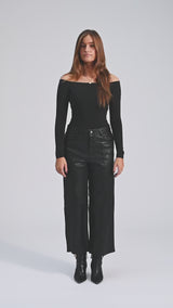 Depeche leather wear HW Regular fitting Boa læderbukser Pants 099 Black (Nero)