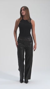 Depeche leather wear Bella MW Fuldlængde Buks Pants 099 Black