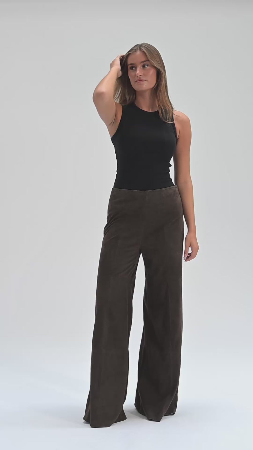 Depeche leather wear Adiva HW Culotte Ruskindsbuks Pants 067 Dusty brown