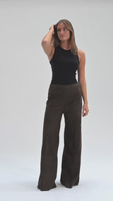 Depeche leather wear Adiva HW Culotte Ruskindsbuks Pants 067 Dusty brown