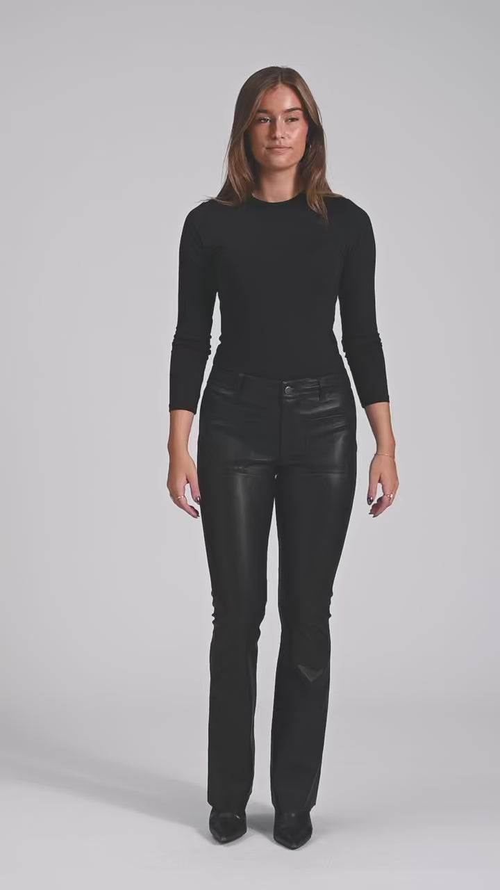 Depeche leather wear Cleo MW Flare Læderbuks Pants 099 Black